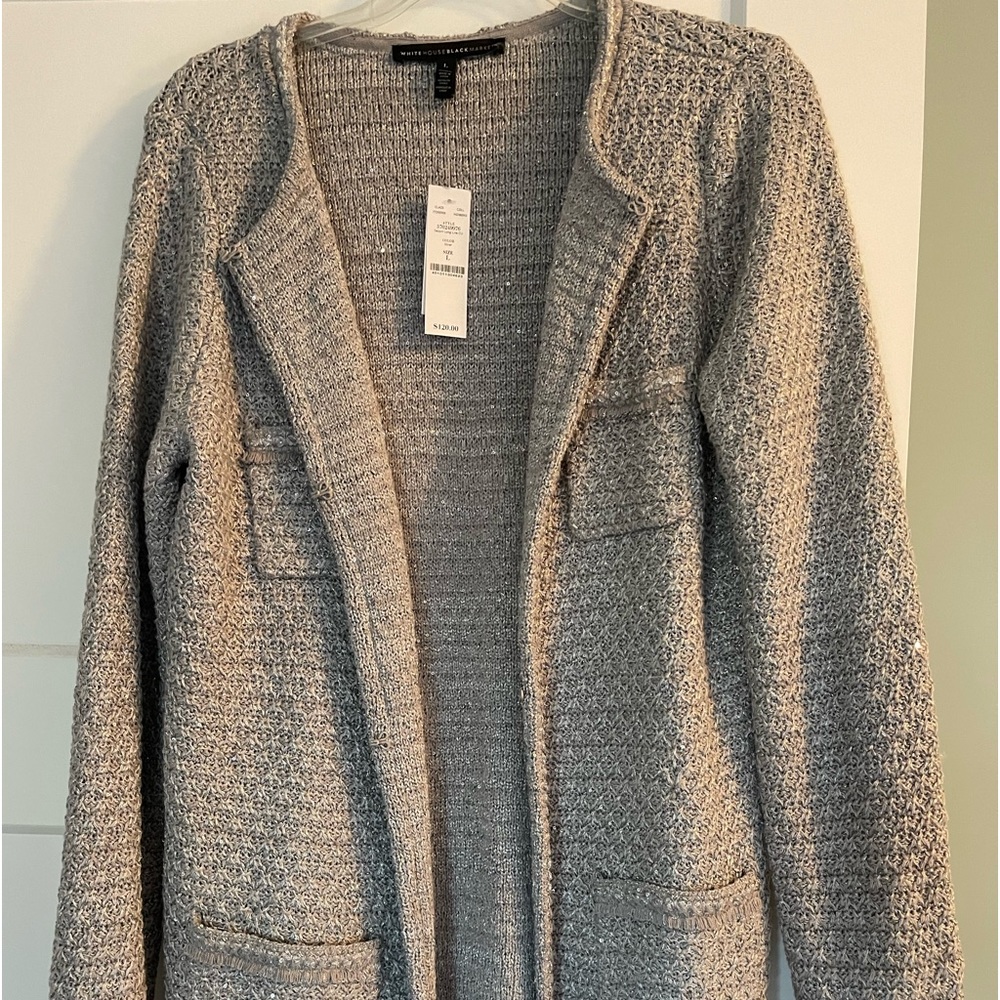 NWT size L White House Black Market gray sequin sweater
